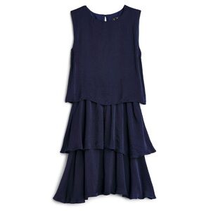 Sam Edelman Women’s Solid Tiered Dress Navy Blue size 0 Sleeveles‎ Party